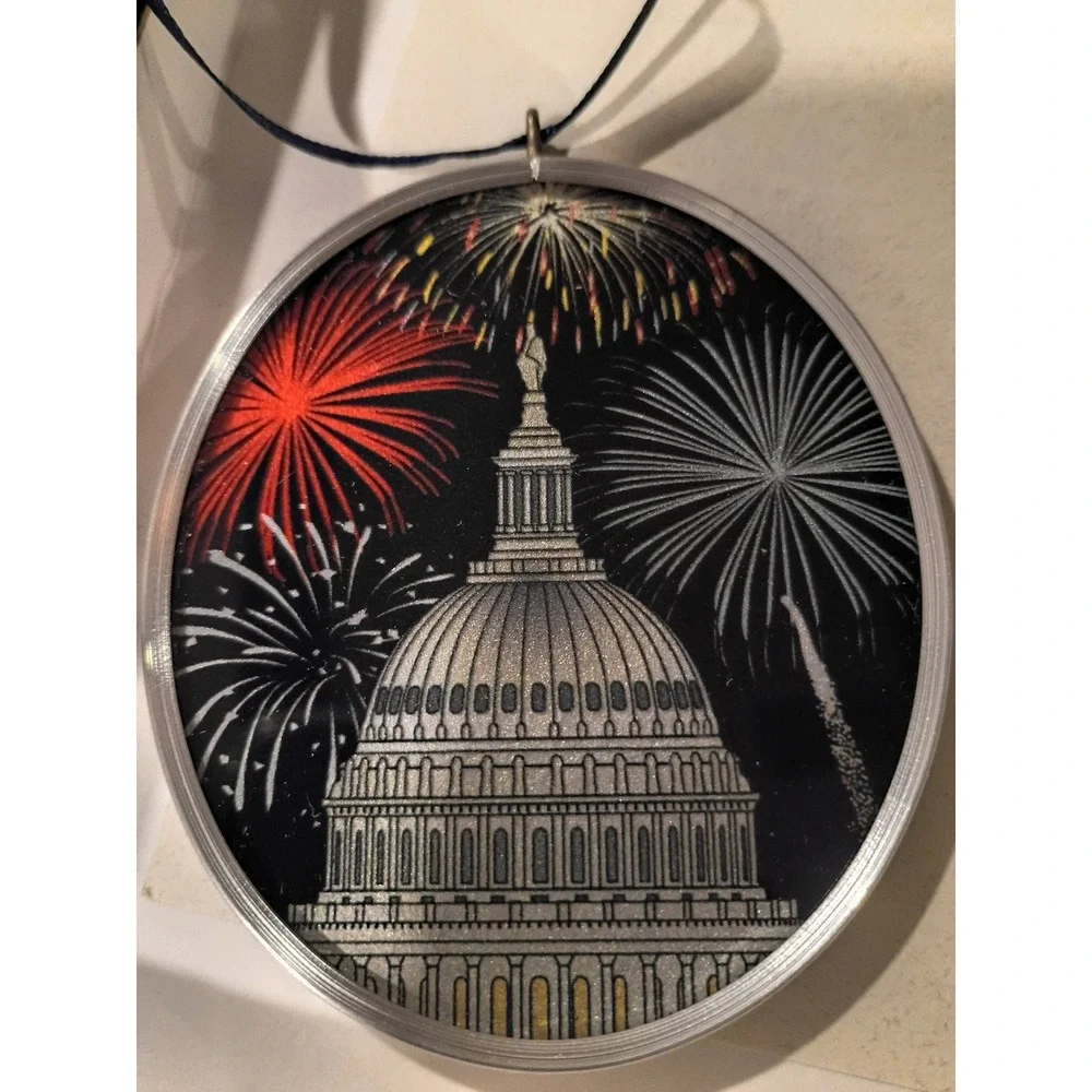 US Capitol Fireworks Fourth of July Ornament Washington DC Souvenir with Box